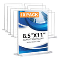 10 Pack Acrylic Sign Holder 8.5 x 11, Double-Sided Clear Sign Holder Plastic Stands for Display, T Shape Acrylic Table Sign Stands for Office Store Restaurants Wedding Party Decoration