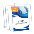6 Pack Slanted Back Acrylic Sign Holders 5x7 for Business & Store, Tabletop Vertical Sign Holder with Anti-Slip Pads Clear Display Stand, for Menus Flyers Documents Office Restaurants Party Decoration