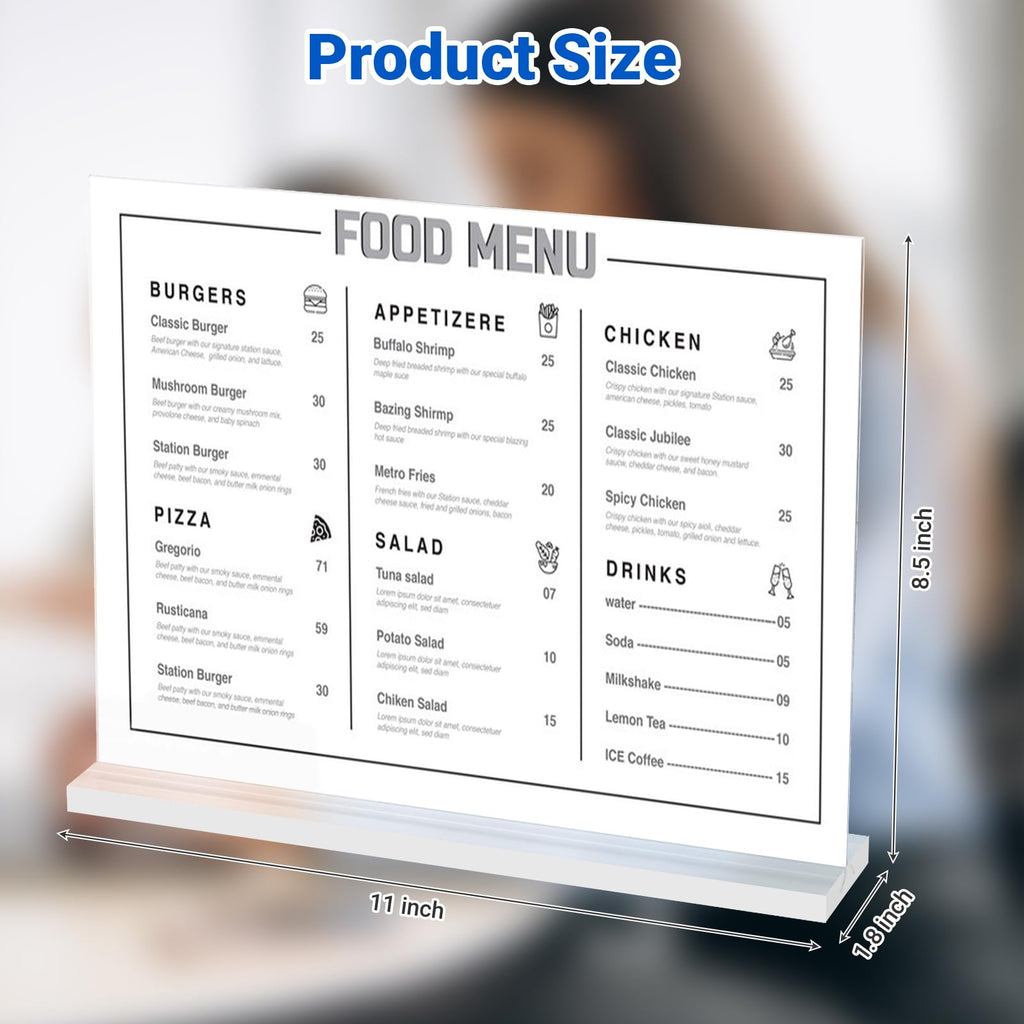 10 Pack Acrylic Sign Holder 11 x 8.5 Horizontal, Double-Sided Clear Sign Holder Plastic Stands for Display, T Shape Acrylic Table Sign Stands for Office Store Restaurants Wedding Party Decoration