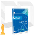 24 Pack Acrylic Sign Holder 8.5 x 11 Wall Mount, Vertical & Horizontal Use, Wall Sign Holder Memo Document Menu Holder for Office Store Restaurants Wedding Party Decoration, No Drilling