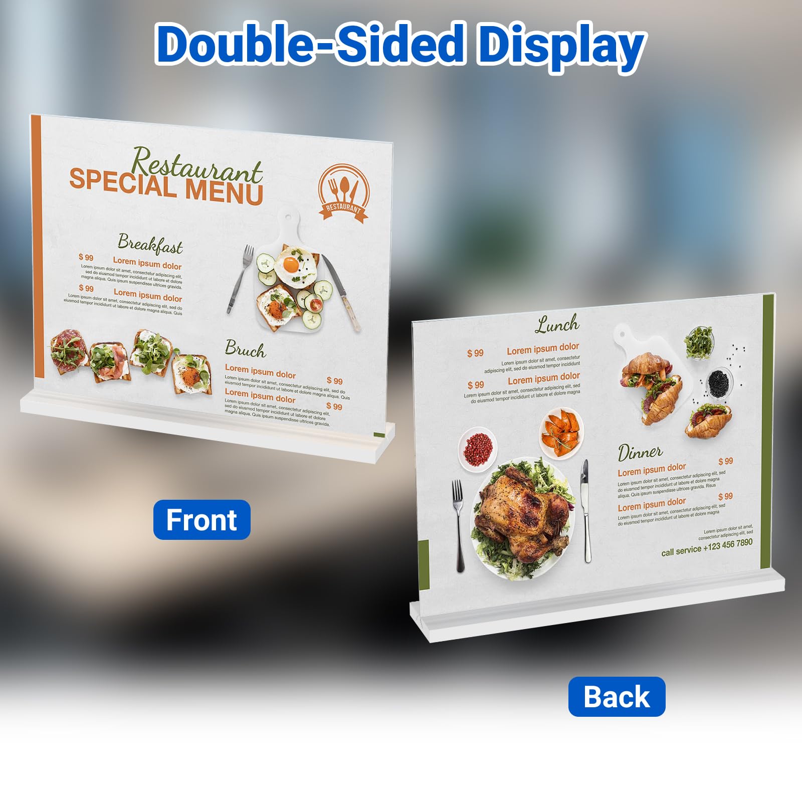 10 Pack Acrylic Sign Holder 11 x 8.5 Horizontal, Double-Sided Clear Sign Holder Plastic Stands for Display, T Shape Acrylic Table Sign Stands for Office Store Restaurants Wedding Party Decoration