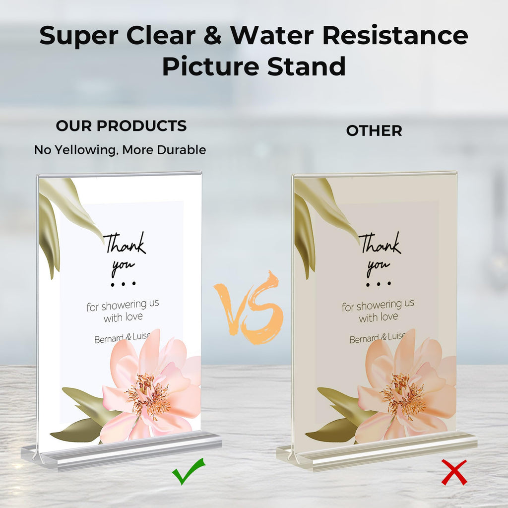 18 Pack 4x6 Acrylic Sign Holders, Clear Plastic Picture Frames 4x6 ¨C Double-Sided Vertical Table Number Holders Acrylic Display Stands for Restaurants Weddings Offices ¨C T-Shape Photo Holder for Table