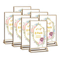 8 Pack Acrylic Sign Holder 4x6 Gold Frames, Wedding Table Number Holders Double Sided Vertical Clear Display Stand, Picture Holders for Tables, Menus, Flyers, Party and Office Decor