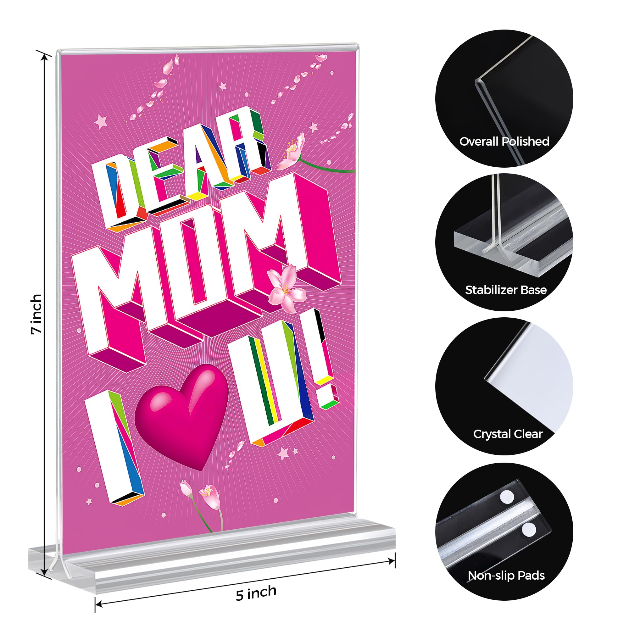 18 Pack Acrylic Sign Holder 5 x 7, Double-Sided Clear Sign Holder Plastic Stands for Display, T Shape Acrylic Table Sign Stands for Office Store Restaurants Wedding Party Decoration