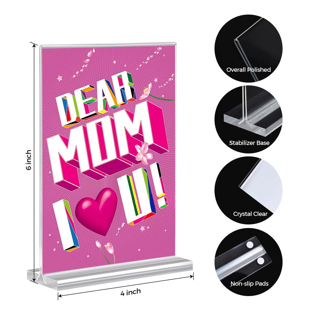 18 Pack 4x6 Acrylic Sign Holders, Clear Plastic Picture Frames 4x6 ¨C Double-Sided Vertical Table Number Holders Acrylic Display Stands for Restaurants Weddings Offices ¨C T-Shape Photo Holder for Table